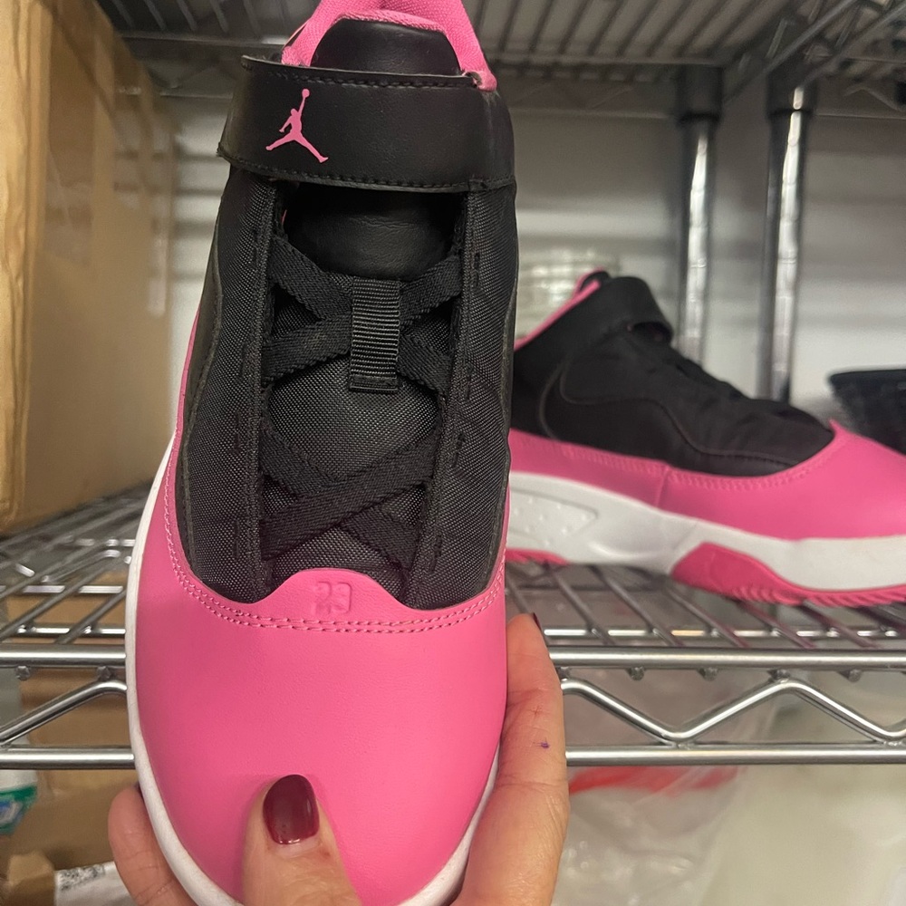 Pink and Black Air Jordan Sneakers
